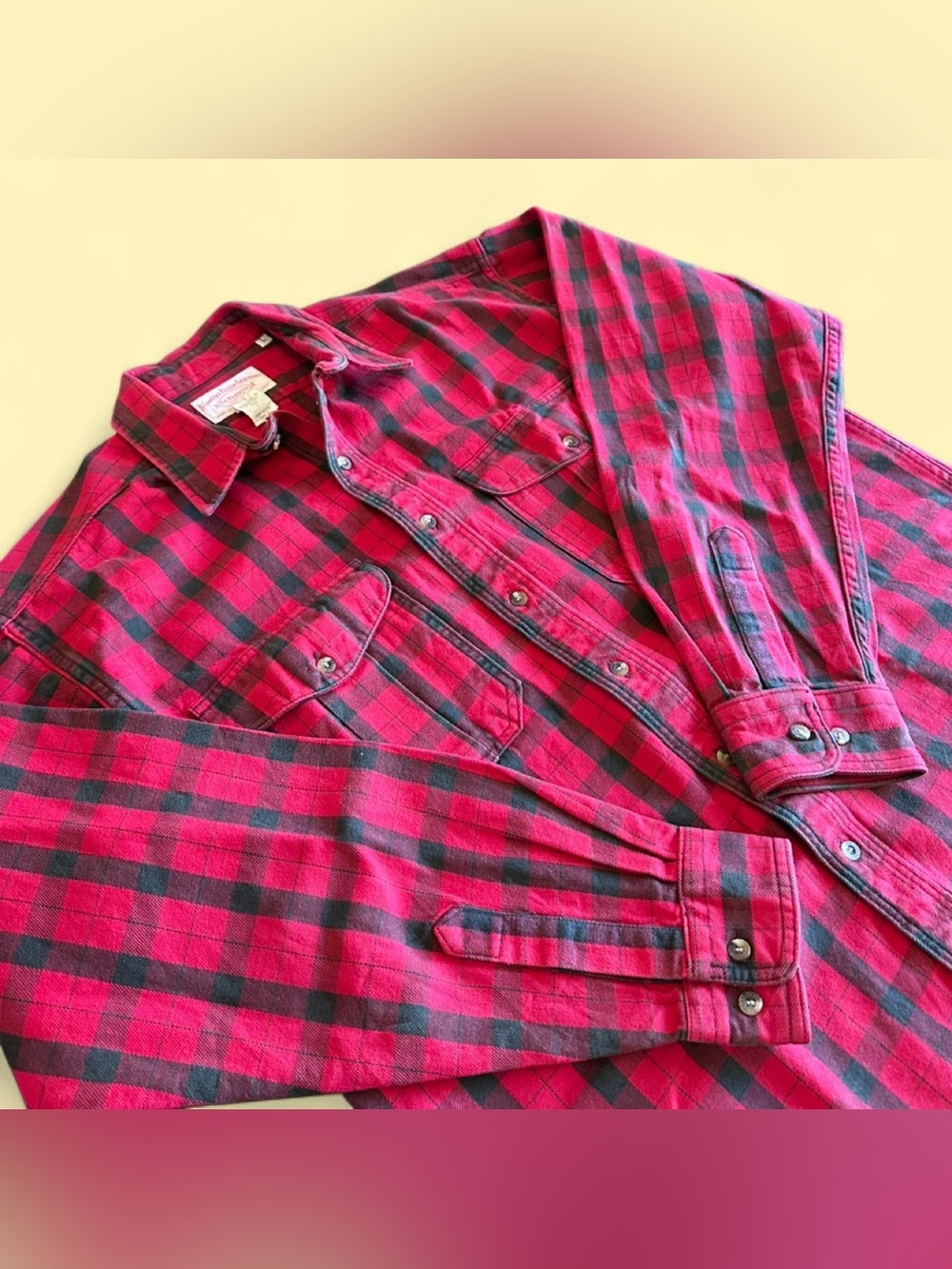 Filson Red Black Buffalo Plaid Heavyweight Flannel Shirt Men’s L
